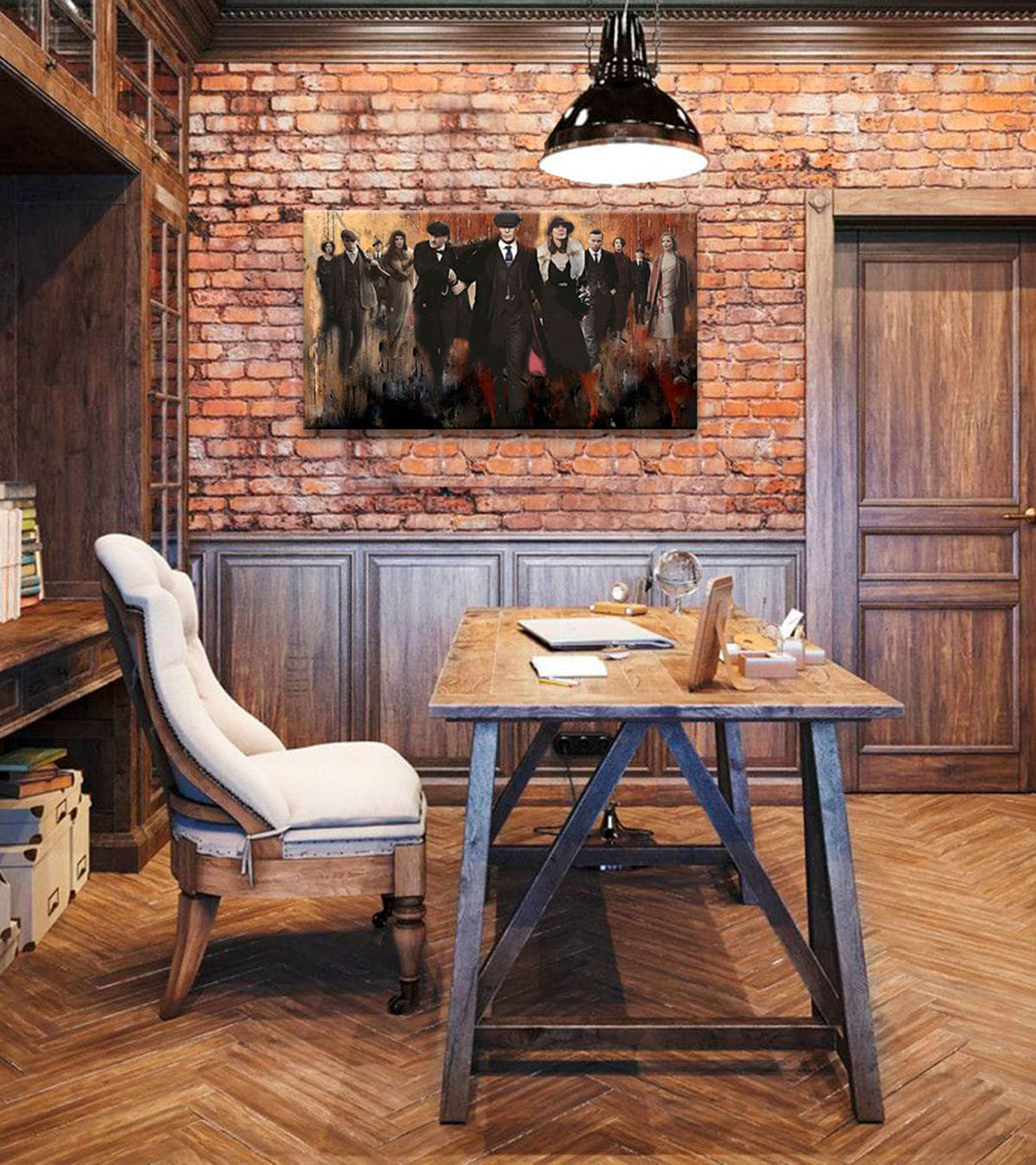 Moderan slika na platnu u zelenih nijansama, pogodan za dnevnog boravka | Peaky Blinders mafiánsky slika 1, zidna dekoracija – proizvod, pogled 3