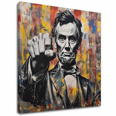 Moderan slika na platnu s motivom Abraham Lincoln - Sila histórie u crno-žutih nijansama, snaga i moć | Slika Abraham Lincoln - Sila histórie – glavna