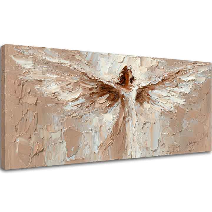 Premium slika anđela Božanski zagrljaj s ručno dotjeranim detaljima na platnu, elegantan motiv za moderan enterijer, Papilora.