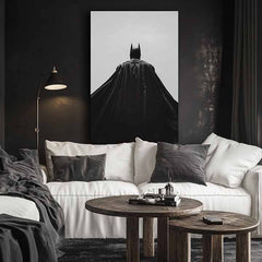 Moderan slika na platnu s motivom Batman: Strážca noci u crno-bijelih nijansama, dramatična atmosfera, samoća i snaga i moć | Slika Batman: Strážca noci – proizvod
