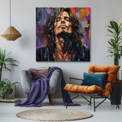 Moderan slika na platnu s motivom Chris Cornell - Hlas grunge scény u ljubičasto-narandžastih nijansama, rock and roll | Slika Chris Cornell - Hlas grunge scény – proizvod, pogled 2