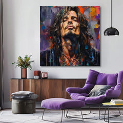 Moderan slika na platnu s motivom Chris Cornell - Hlas grunge scény u ljubičasto-narandžastih nijansama, rock and roll | Slika Chris Cornell - Hlas grunge scény – proizvod