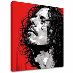 Moderan slika na platnu s motivom muškarac, lice u crveno-crnih nijansama, dramatična atmosfera | Chris Cornell slika na platnu - Rocková strast – glavna