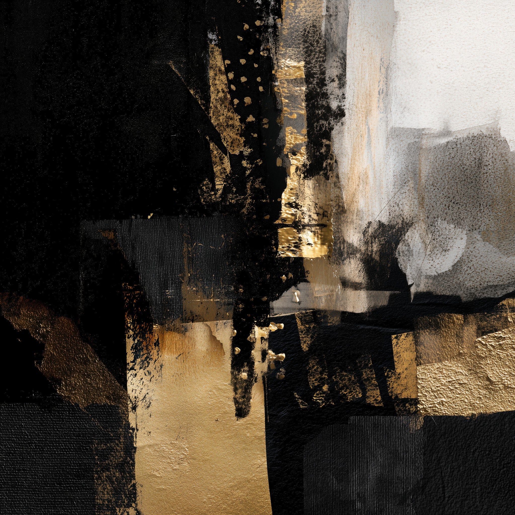 Slika crno-zlatne apstrakcije – cijeli motiv