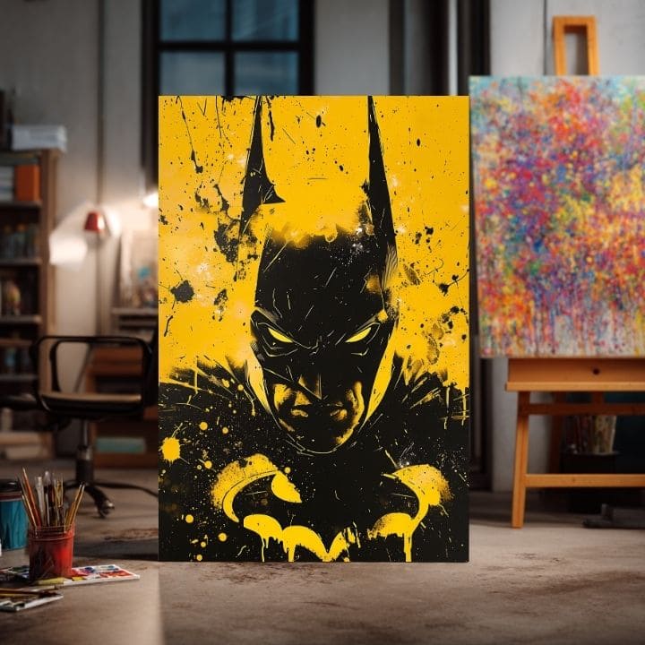 Moderan slika na platnu s motivom Dark Knight na platnu, maska u crno-bijelih nijansama, intenzivna atmosfera | Slika Dark Knight na platnu – proizvod
