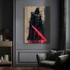 Moderan slika na platnu s motivom Darth Vader - Temná snaga na platnu u crno-sivih nijansama, snaga i moć | Slika Darth Vader - Temná snaga na platnu – proizvod