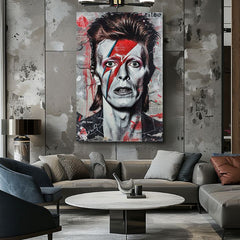 Moderan slika na platnu s motivom Davida Bowieho - Ikona hudby i štýlu u bijelo-crnih nijansama, intenzivna atmosfera, muzička istorija i ikonografija – proizvod