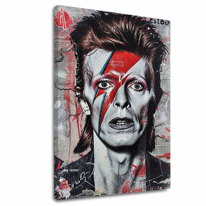 Moderan slika na platnu s motivom Davida Bowieho - Ikona hudby i štýlu u bijelo-crnih nijansama, intenzivna atmosfera, muzička istorija i ikonografija – glavna