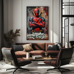 Moderan slika na platnu s motivom Deadpool: Peniaze i chaos u crnih nijansama | Slika Deadpool: Peniaze i chaos, zidna dekoracija – proizvod, pogled 3