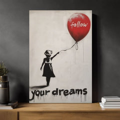 Moderan slika na platnu s motivom Heart Balloon Girl, balon, srce u bijelo-crnih nijansama, melanholična atmosfera, nádej | Slika Heart Balloon Girl – proizvod, pogled 2