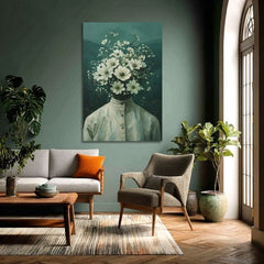 Moderan slika na platnu s motivom Flower Head, cvijeće u kremih nijansama, eterična atmosfera, rast i razvoj | Slika Flower Head – proizvod, pogled 2