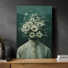 Moderan slika na platnu s motivom Flower Head, cvijeće u kremih nijansama, eterična atmosfera, rast i razvoj | Slika Flower Head – proizvod