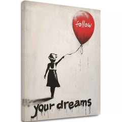 Moderan slika na platnu s motivom Follow Your Dreams, balon u bijelo-crnih nijansama, snovi i nádej | Slika Follow Your Dreams – glavna [XOBWSPP030E1]