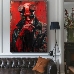 Moderan slika na platnu s motivom Hellboy: Pekelný bojovník u crno-sivih nijansama | Slika Hellboy: Pekelný bojovník – proizvod, pogled 3