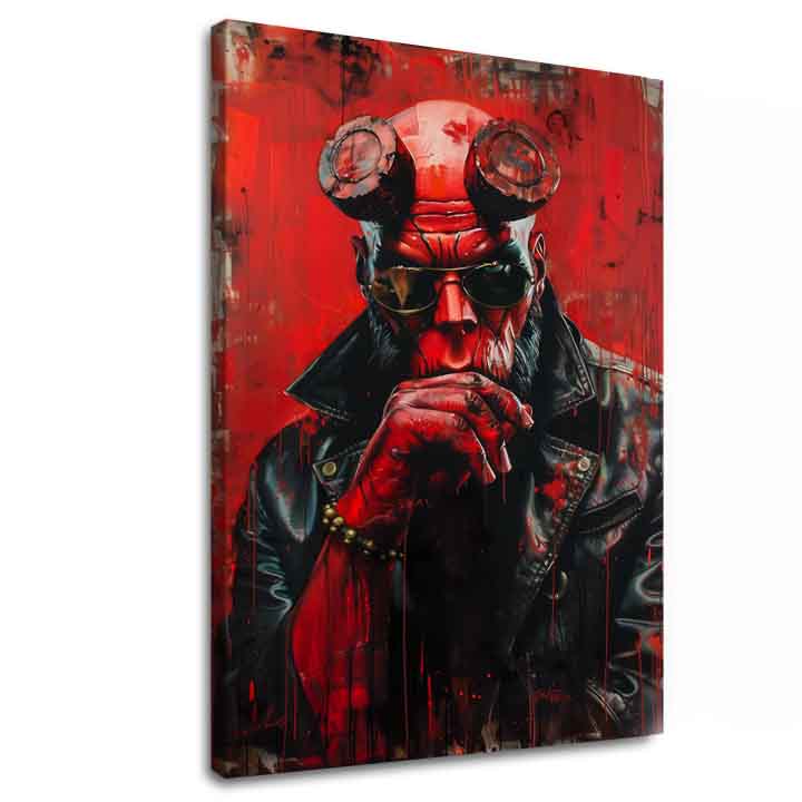 Moderan slika na platnu s motivom Hellboy: Pekelný bojovník u crno-sivih nijansama | Slika Hellboy: Pekelný bojovník – glavna