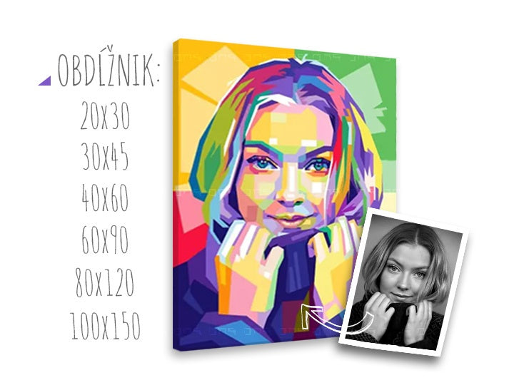 Pop art slika na platnu s motivom žena, lice, portret, dječji motiv, ljudi u ljubičasto-plavih nijansama, živahna atmosfera, ljepota, pogodan za dnevnog boravka – glavna