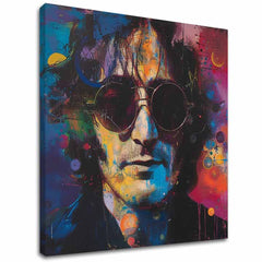 Moderan slika na platnu s motivom John Lennon - Farebné predstavy u plavo-crnih nijansama, energična atmosfera, rock and roll i pop kultura – glavna