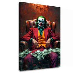 Moderan slika na platnu s motivom Joker: Pán chaosu u zeleno-zlatnih nijansama, intenzivna atmosfera, snaga i moć | Slika Joker: Pán chaosu – glavna