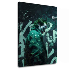 Moderan slika na platnu s motivom Joker: Vuitton štýl, grafiti u crno-bijelih nijansama, mračna atmosfera | Slika Joker: Vuitton štýl – glavna