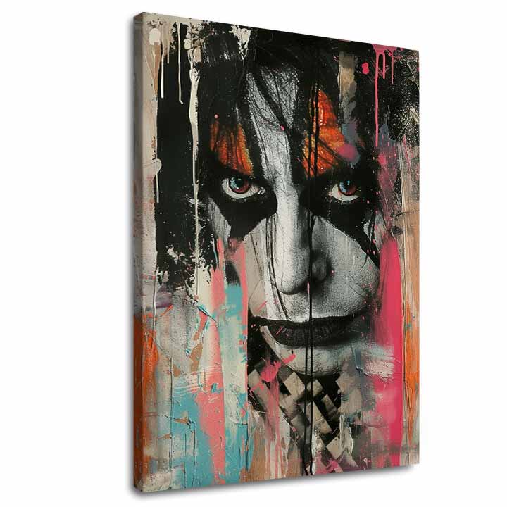 Moderan slika na platnu s motivom KISS - Chaos na pódiu u crno-bijelih nijansama, drska atmosfera, rock and roll | Slika KISS - Chaos na pódiu – glavna