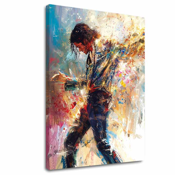 Moderan slika na platnu s motivom Michael Jackson - Tanečná energija, plesačica u bijelo-plavih nijansama, energična atmosfera | Slika Michael Jackson - Tanečná energija – glavna