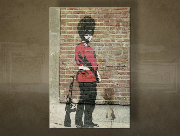 Klasičan slika na platnu s motivom Street ART – Banksy, pejzaž, more i plaža u ljubičasto-plavih nijansama, melanholična atmosfera, višedijelna izvedba – glavna