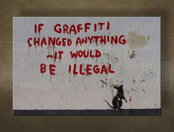 Klasičan slika na platnu s motivom Street ART – Banksy, more i plaža u ljubičasto-plavih nijansama, višedijelna izvedba, pogodan za dnevnog boravka | Slika na platnu Street ART – Banksy – glavna