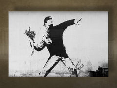 Klasičan slika s motivom Street ART – Banksy, more i plaža u ljubičasto-plavih nijansama | Slika na platnu Street ART – Banksy – pregled [XOBBA028O1]