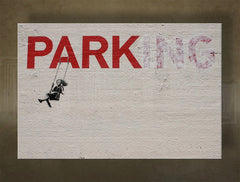 Klasičan slika s motivom Street ART – Banksy, dječji motiv, priroda u bež-crvenih nijansama | Slika na platnu Street ART – Banksy, djetinjstvo i nostalgija – pregled