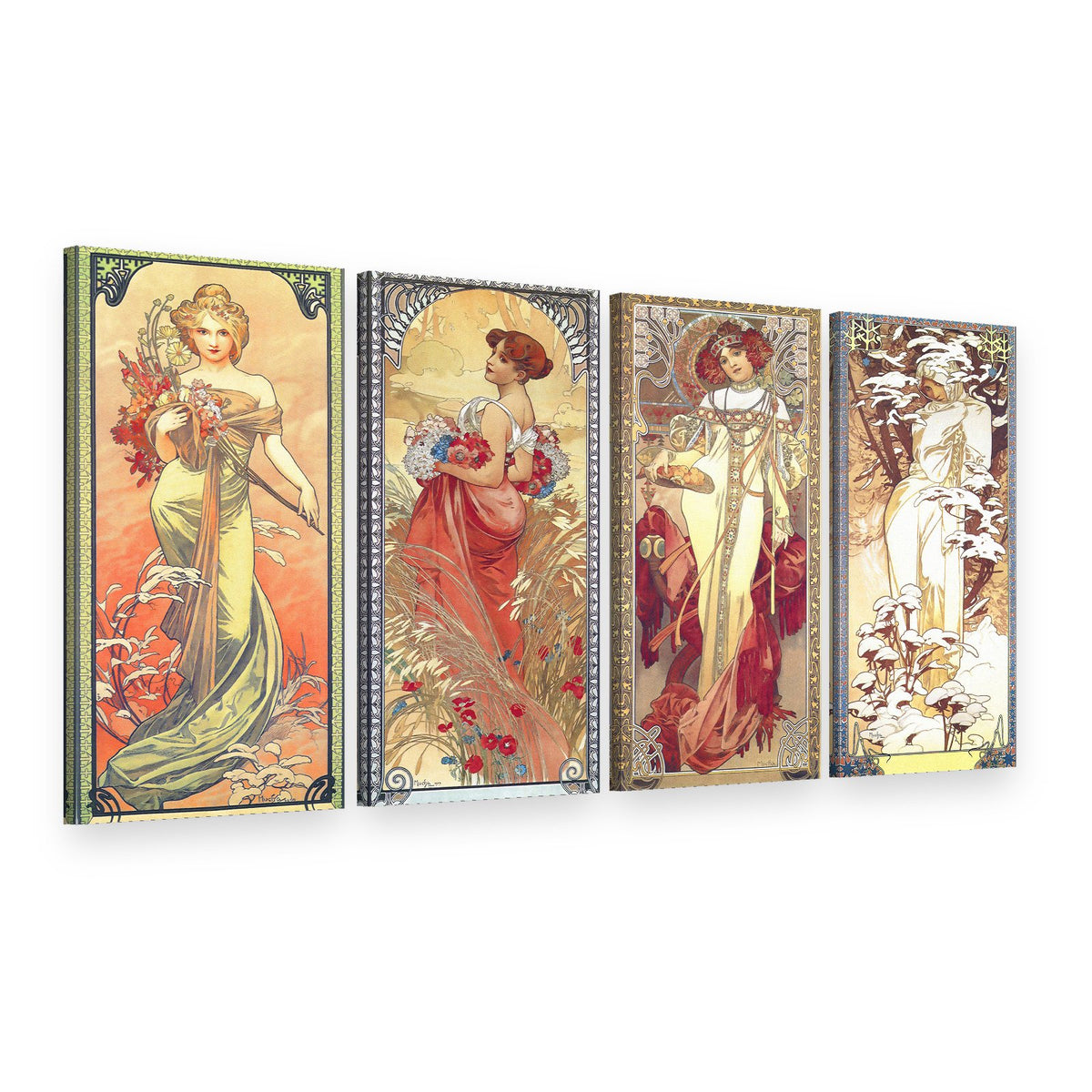Slika na platnu Četiri godišnja doba – Alfons Mucha, 3D prikaz