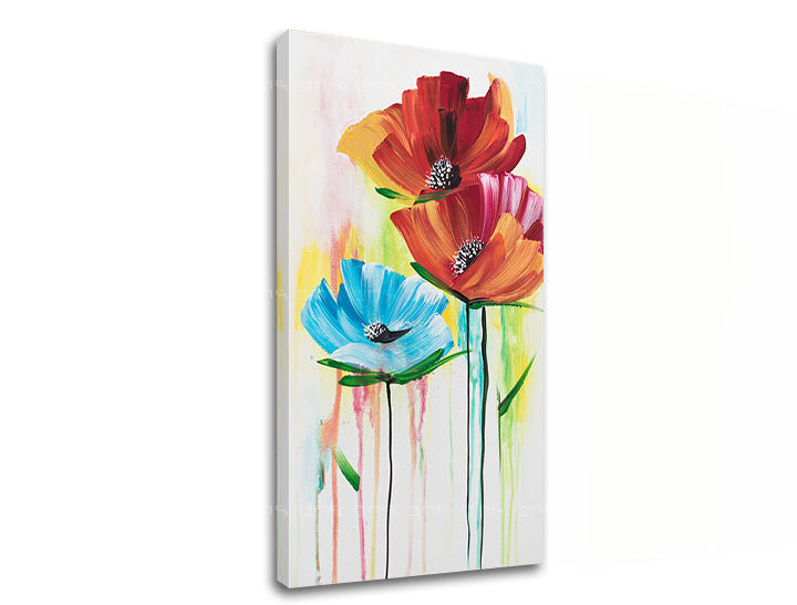 Moderan slika na platnu s motivom cvijeće, makovi, dječji motiv, priroda u višebojnih nijansama, vesela atmosfera, proljetna atmosfera i priroda, pogodan za hodnika – proizvod