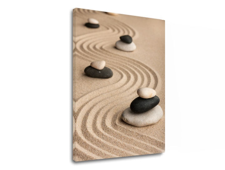 Klasičan slika s motivom FENG SHUI, more i plaža u bež-sivih nijansama | Slika na platnu FENG SHUI_052-11 – pregled