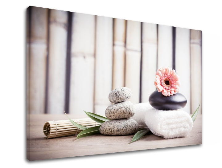 Klasičan slika s motivom FENG SHUI, bambus, cvijeće u bež-ružičastih nijansama | Slika na platnu FENG SHUI_053-11, priroda – pregled