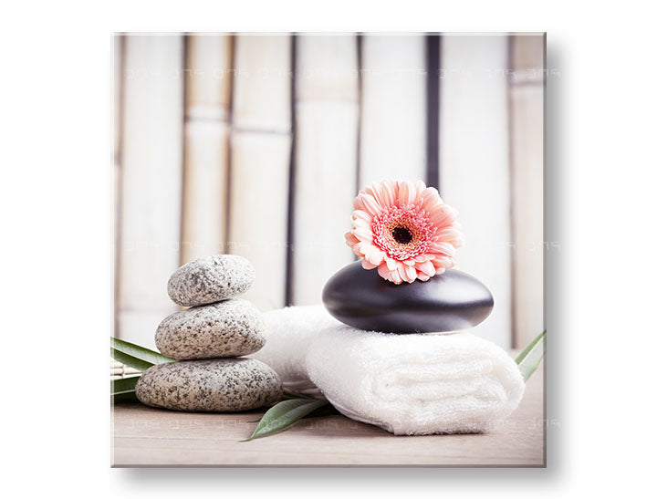 Klasičan slika na platnu s motivom FENG SHUI, cvijeće, priroda u bijelo-bežih nijansama, mirna atmosfera, priroda, pogodan za dnevnog boravka | Slika na platnu FENG SHUI_053-12 – glavna