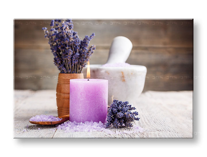 Klasičan slika na platnu s motivom FENG SHUI, svijeća, lavanda, dječji motiv, cvijeće u bijelo-bežih nijansama, priroda, pogodan za dnevnog boravka – glavna