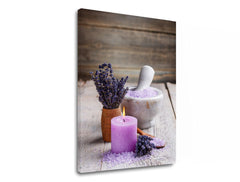 Klasičan slika na platnu s motivom FENG SHUI, svijeća, lavanda, dječji motiv, cvijeće u bijelo-bežih nijansama, pogodan za dnevnog boravka | Slika na platnu FENG SHUI_056-11 – proizvod