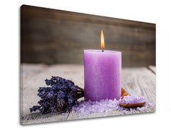 Klasičan slika na platnu s motivom FENG SHUI, svijeća, lavanda, dječji motiv, cvijeće u bijelo-bežih nijansama, mirna atmosfera, pogodan za dnevnog boravka – proizvod [XOBFS057E11]