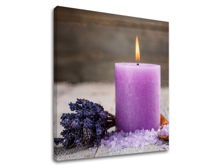 Klasičan slika na platnu s motivom FENG SHUI, svijeća, lavanda, dječji motiv, cvijeće u bijelo-bežih nijansama, mirna atmosfera, pogodan za dnevnog boravka – proizvod [XOBFS057E12]
