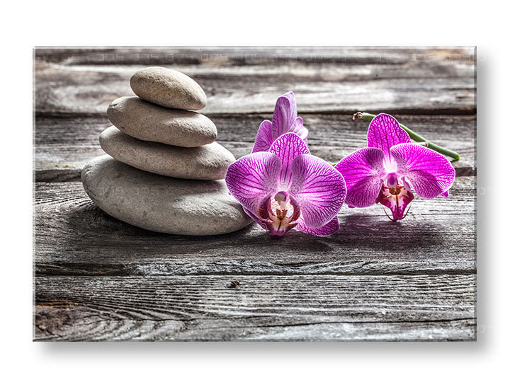 Klasičan slika na platnu s motivom FENG SHUI u ljubičasto-sivih nijansama, mirna atmosfera, priroda, pogodan za dnevnog boravka | Slika na platnu FENG SHUI_060-11 – glavna