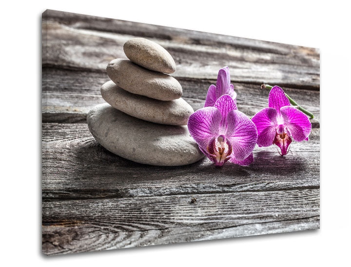 Klasičan slika na platnu s motivom FENG SHUI u ljubičasto-sivih nijansama, mirna atmosfera, priroda, pogodan za dnevnog boravka | Slika na platnu FENG SHUI_060-11 – proizvod