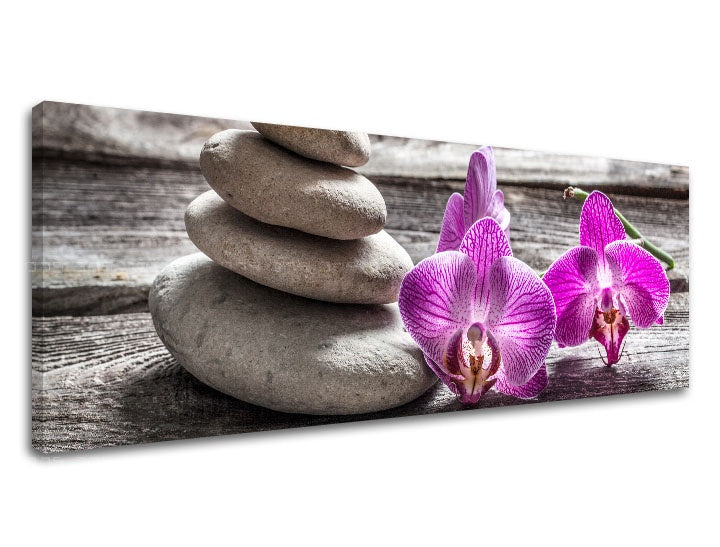 Rustikalan slika s motivom FENG SHUI u ljubičasto-sivih nijansama | Slika na platnu FENG SHUI_060-13, priroda – pregled