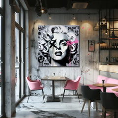 Moderan slika na platnu s motivom Hollywoodska Legenda Marilyn Monroe u ružičastih nijansama, drska atmosfera, slava, pogodan za dnevnog boravka | Slika na platnu - Hollywoodska Legenda Marilyn Monroe