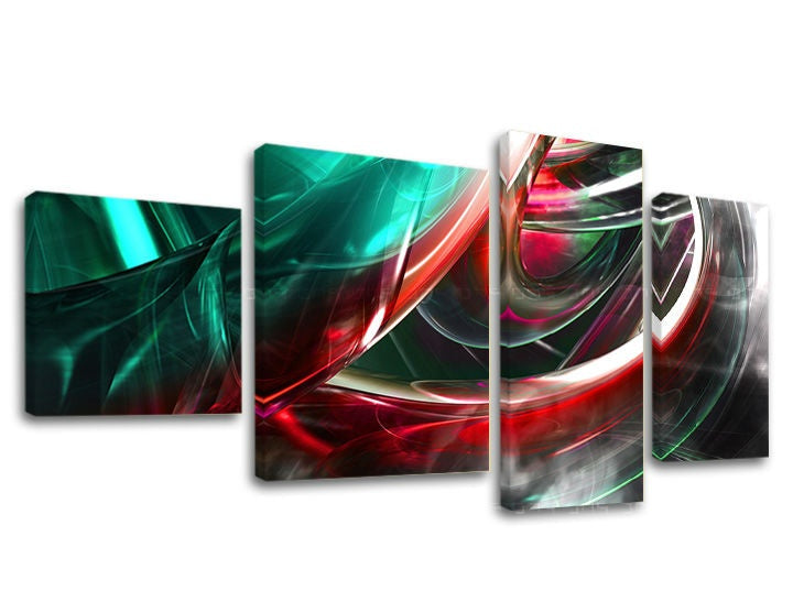 Pop art slika na platnu s motivom pejzaž, priroda u bijelo-zelenih nijansama, dinamična atmosfera, energija, višedijelna izvedba, pogodan za kancelarije – glavna