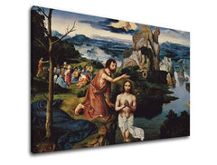 Moderan slika na platnu s motivom Joachim Patinir - Krst Ježiša Krista, zamak u smeđe-plavih nijansama, svečana atmosfera, priroda | Slika na platnu Joachim Patinir - Krst Ježiša Krista – glavna