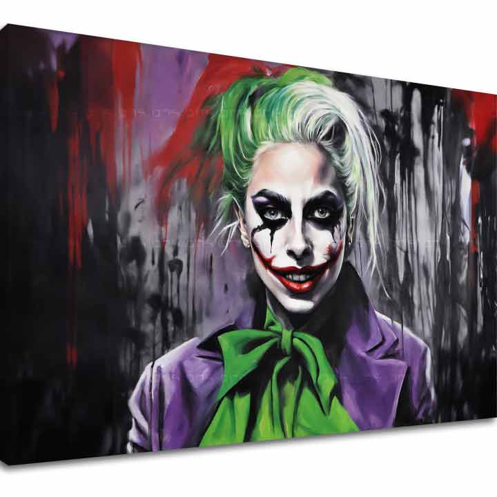 Moderan slika na platnu s motivom Joker Poker Face u bijelo-ljubičastih nijansama, pop kultura, pogodan za dnevnog boravka | Slika na platnu - Joker Poker Face – glavna
