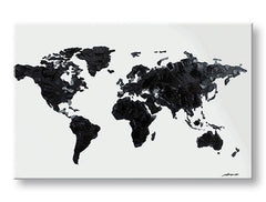 Moderan slika na platnu s motivom MAPA SVETA, priroda u bijelo-crnih nijansama, minimalizam | Slika na platnu MAPA SVETA – glavna