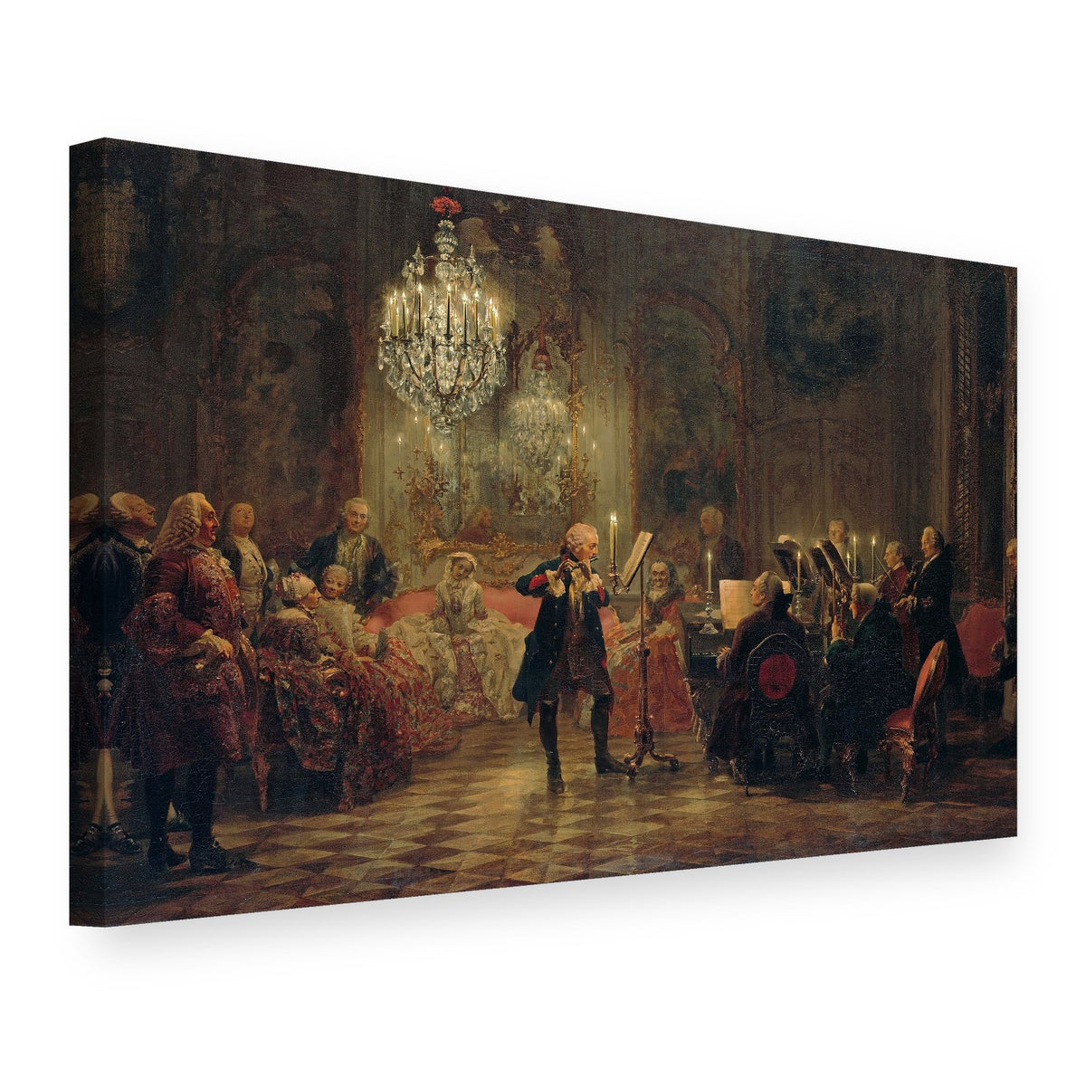 Slika na platnu Koncert za flautu Fridrika Velikog u Sanssouciju – Adolph Menzel, 3D prikaz