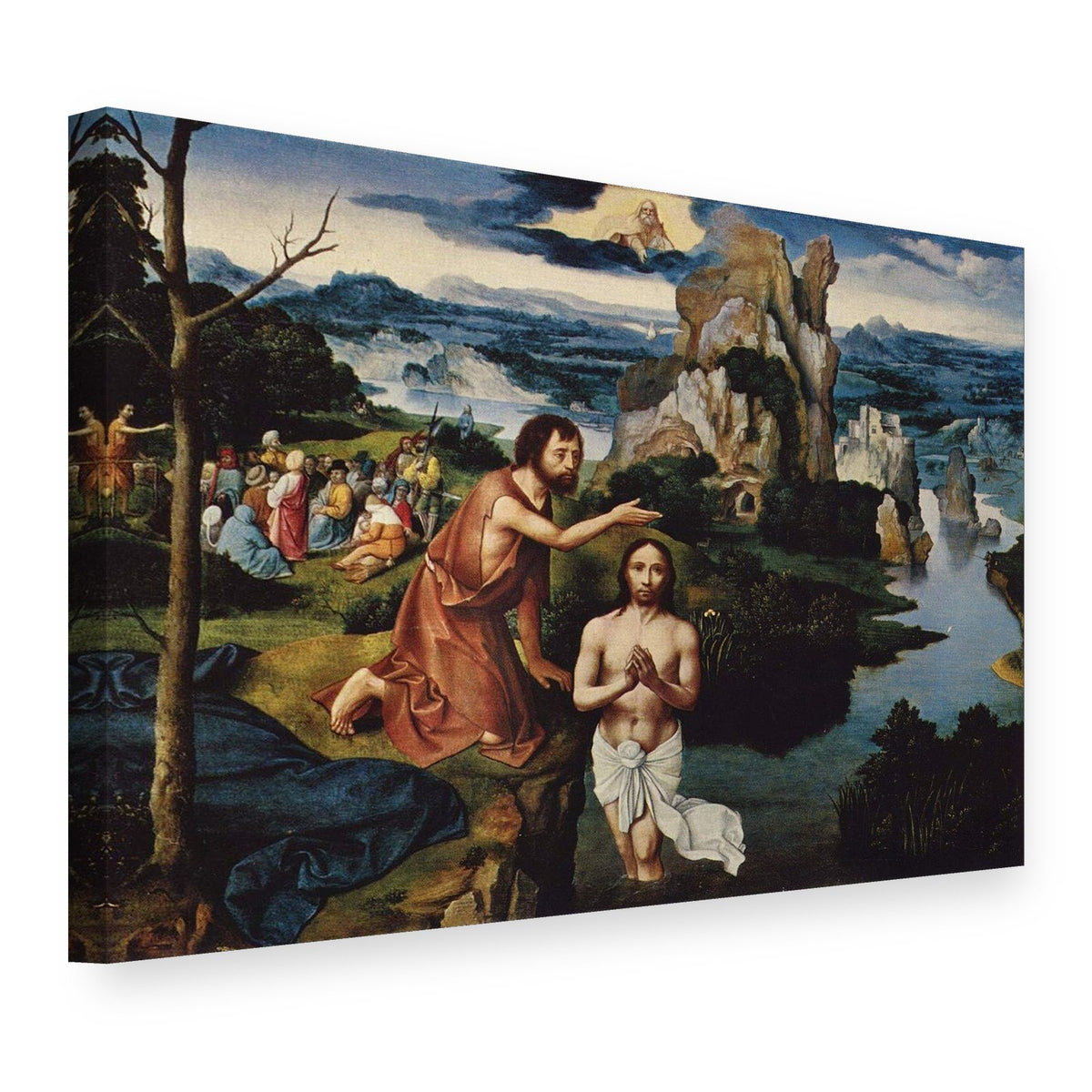 Slika na platnu Krštenje Isusa Krista – Joachim Patinir, 3D prikaz