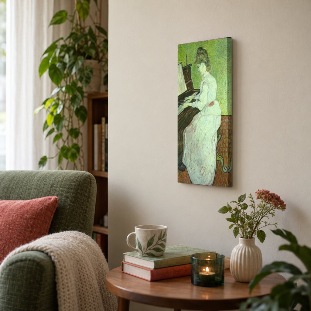 Slika na platnu Marguerite Gachet za klavirom – Vincent van Gogh u dnevnoj sobi