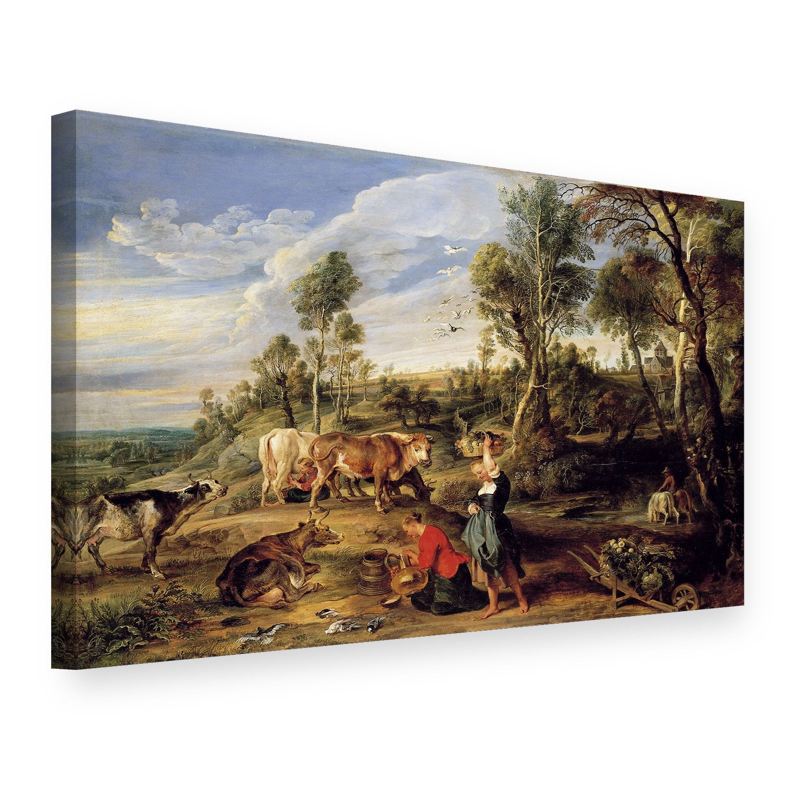 Slika na platnu Mljekarice sa stokom u pejzažu – Peter Paul Rubens, 3D prikaz